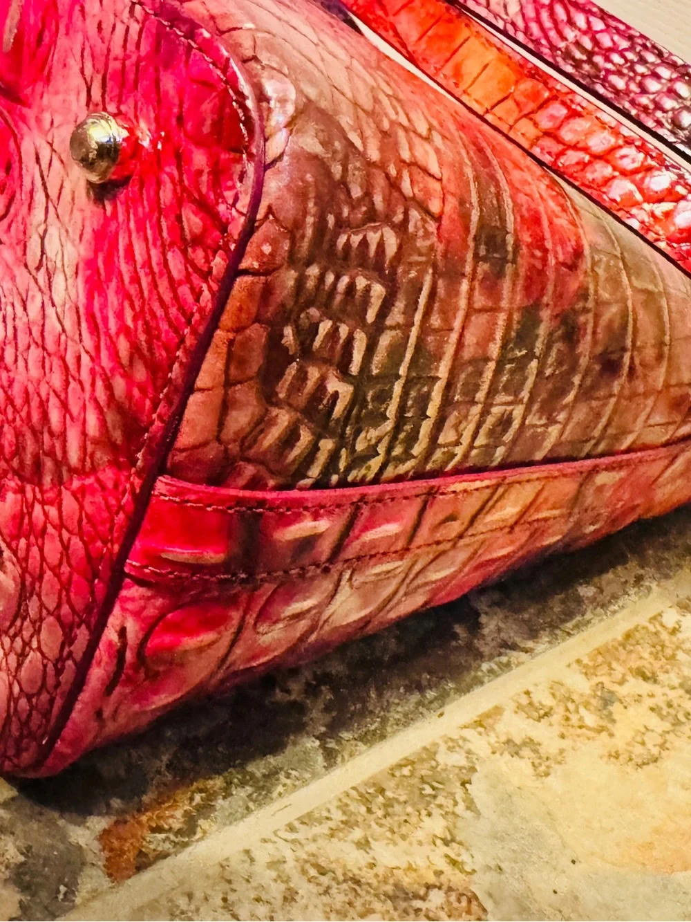 RARE! Brahmin Spiced Berry Large Duxbury Croc-Embossed Leather Satchel!